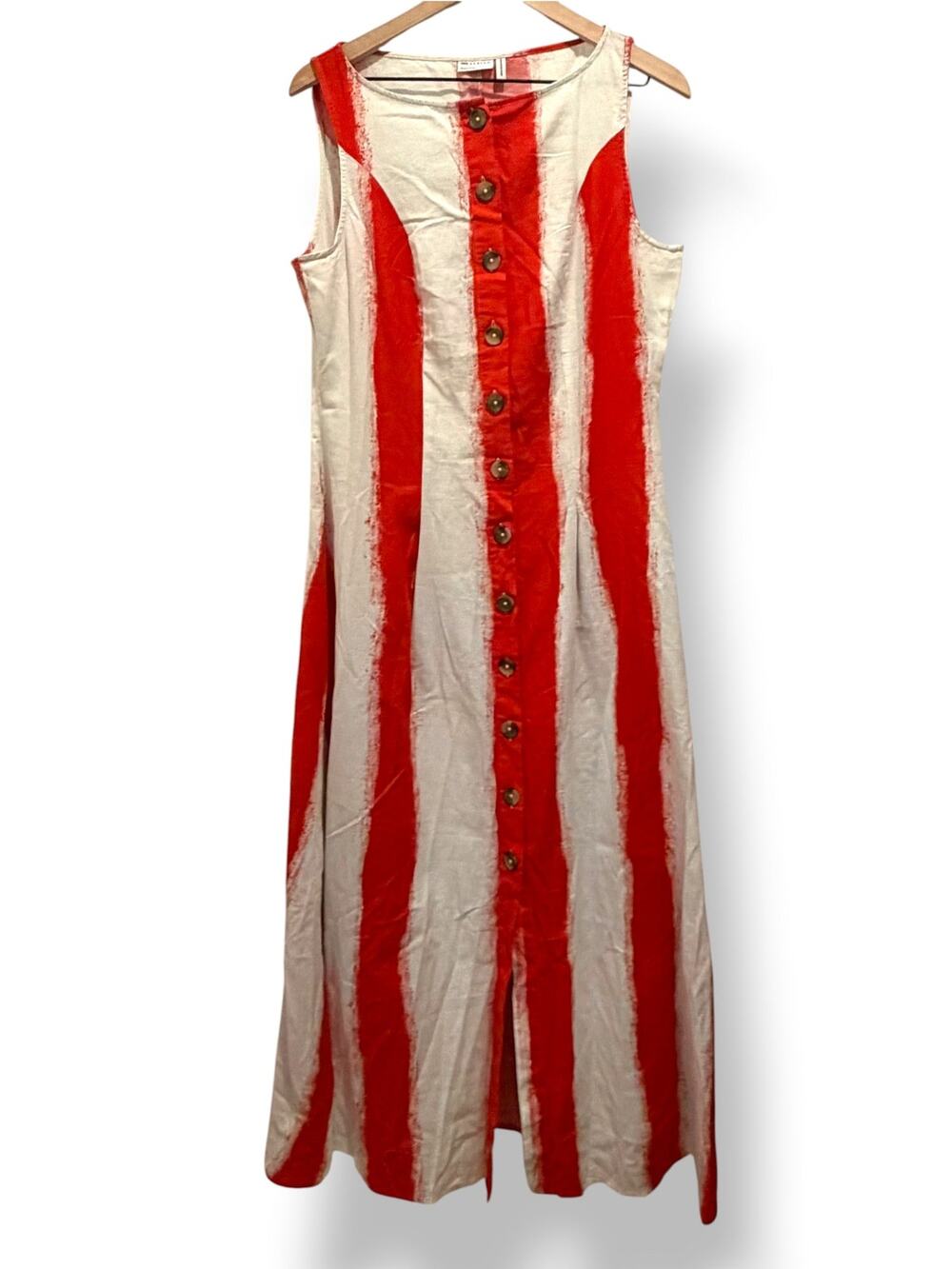 ASOS Design Red White Striped Cotton Linen Maxi Dress Size 10 Resort